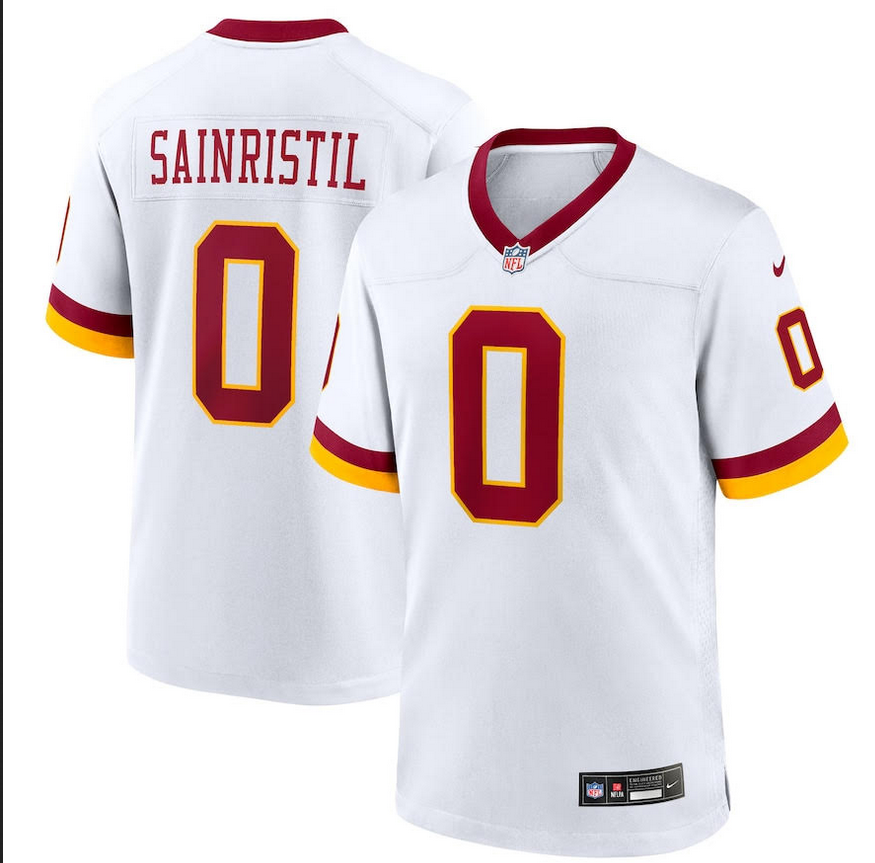 Men Washington Commanders  #0 Sainristil white 2025 Nike NFL jersey->washington commanders->NFL Jersey